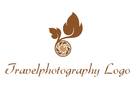 shutter in circle with iris and leaves photography logo