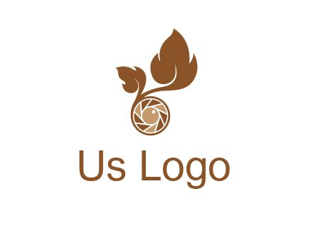 shutter in circle with iris and leaves photography logo