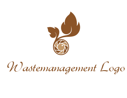 shutter in circle with iris and leaves photography logo