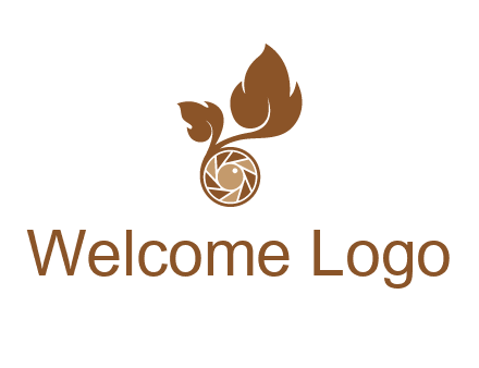 shutter in circle with iris and leaves photography logo