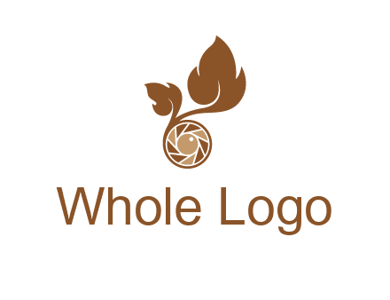 shutter in circle with iris and leaves photography logo