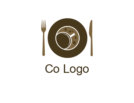 crockery incorporated with coffee cup and beans logo