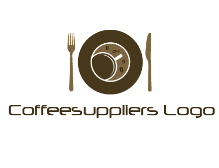 crockery incorporated with coffee cup and beans logo