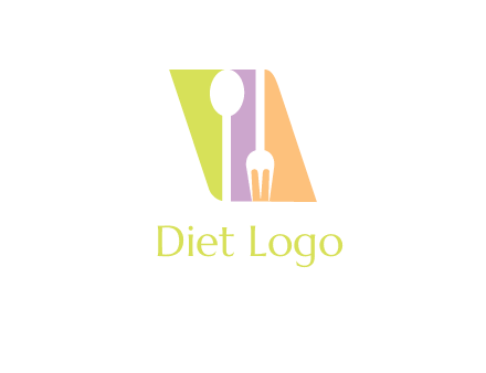 spoon and fork inside rhombus shape logo