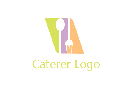 spoon and fork inside rhombus shape logo