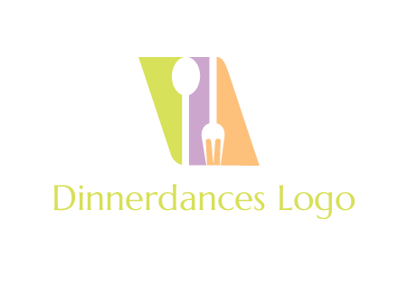 spoon and fork inside rhombus shape logo