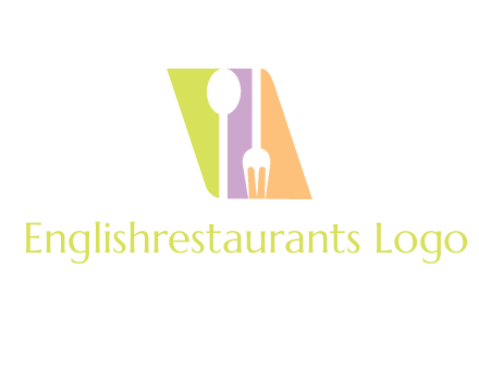 spoon and fork inside rhombus shape logo
