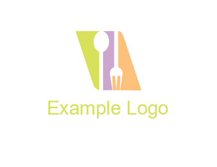spoon and fork inside rhombus shape logo
