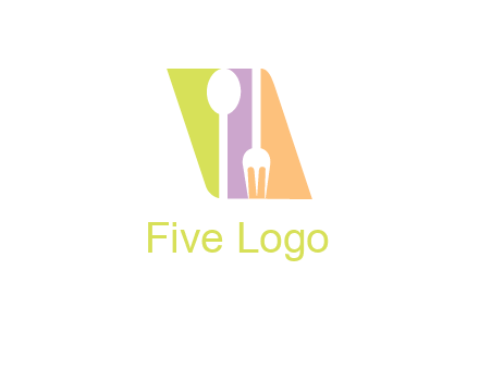 spoon and fork inside rhombus shape logo