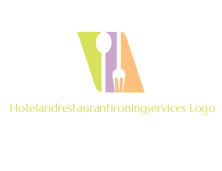 spoon and fork inside rhombus shape logo