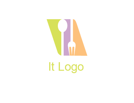 spoon and fork inside rhombus shape logo