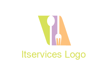 spoon and fork inside rhombus shape logo