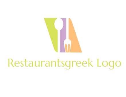 spoon and fork inside rhombus shape logo