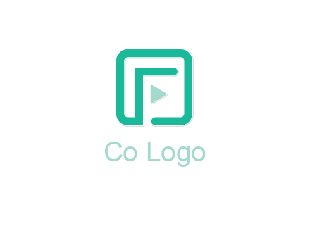 letter F inside square with play button logo