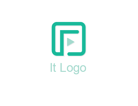 letter F inside square with play button logo