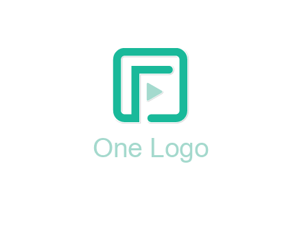 letter F inside square with play button logo