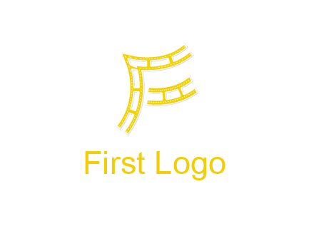 letter F made of film reel logo