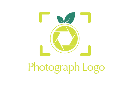 shutter in orange with leaves and viewfinder photography logo