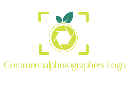 shutter in orange with leaves and viewfinder photography logo