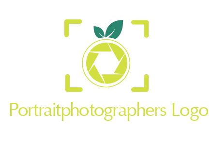 shutter in orange with leaves and viewfinder photography logo