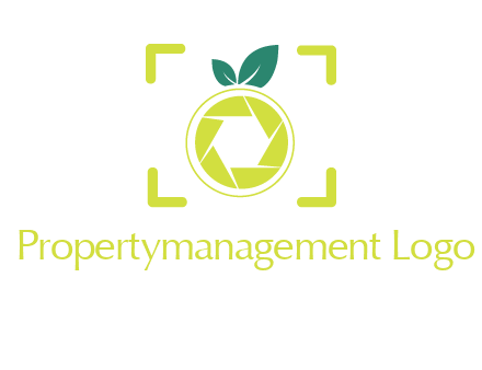 shutter in orange with leaves and viewfinder photography logo
