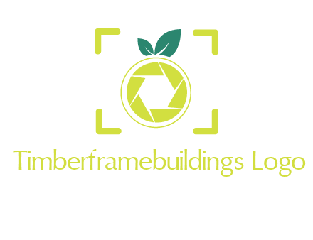 shutter in orange with leaves and viewfinder photography logo