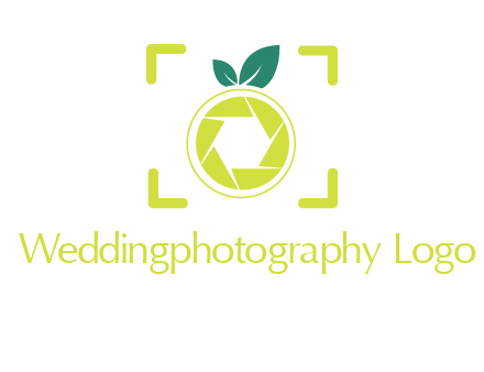 shutter in orange with leaves and viewfinder photography logo