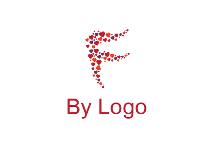 letter F made of hearts logo