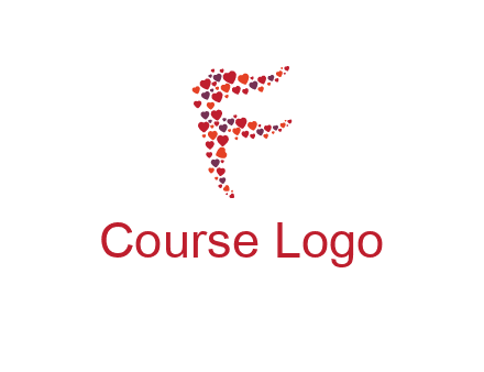 letter F made of hearts logo