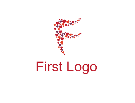 letter F made of hearts logo