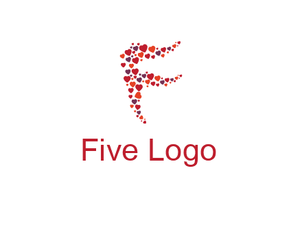 letter F made of hearts logo