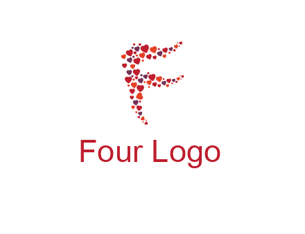 letter F made of hearts logo