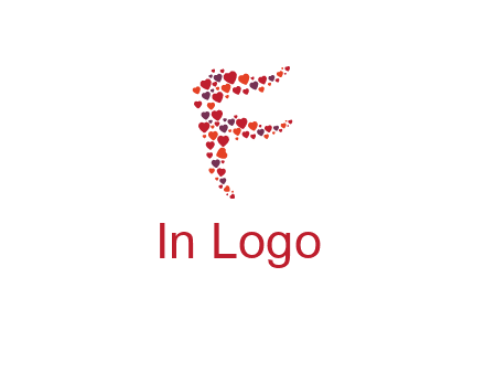 letter F made of hearts logo