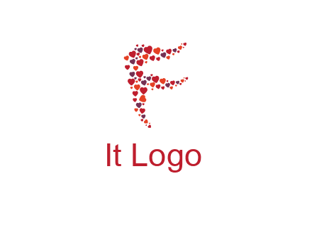 letter F made of hearts logo