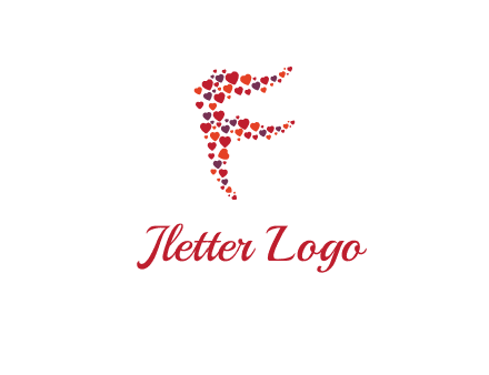 letter F made of hearts logo