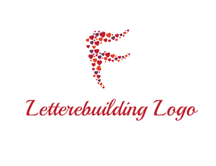 letter F made of hearts logo