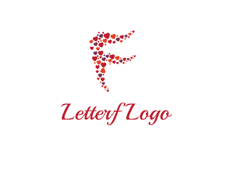 letter F made of hearts logo