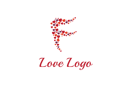 letter F made of hearts logo