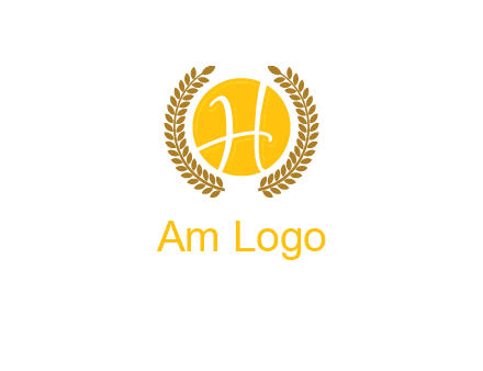 letter H in circle with laurel wreath logo