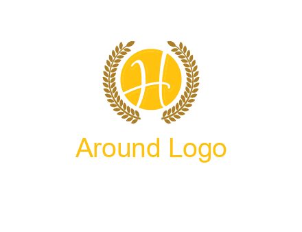 letter H in circle with laurel wreath logo