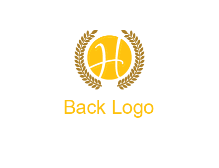 letter H in circle with laurel wreath logo
