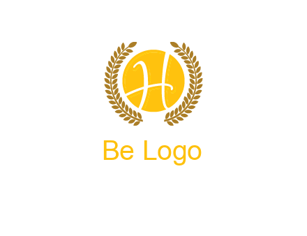 letter H in circle with laurel wreath logo