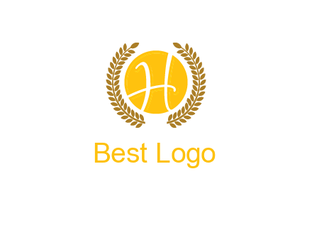 letter H in circle with laurel wreath logo