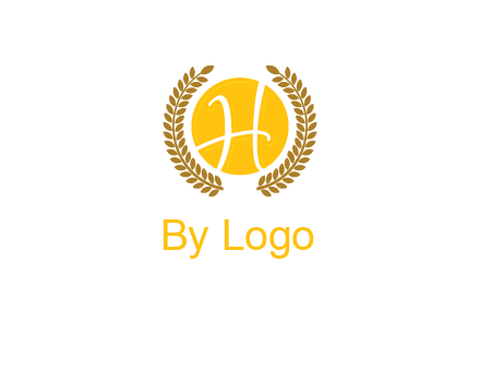 letter H in circle with laurel wreath logo