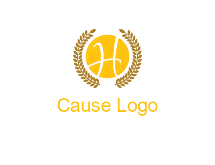 letter H in circle with laurel wreath logo