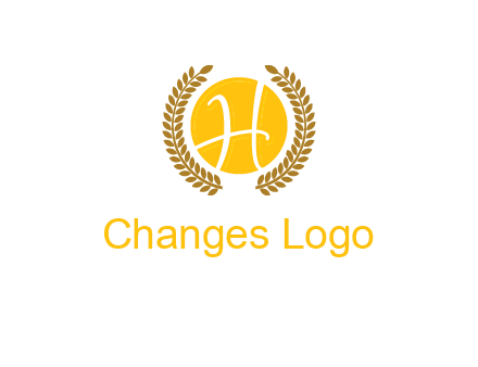 letter H in circle with laurel wreath logo