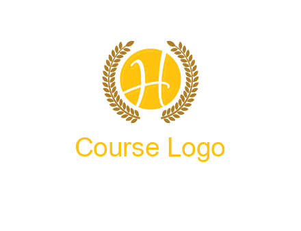 letter H in circle with laurel wreath logo