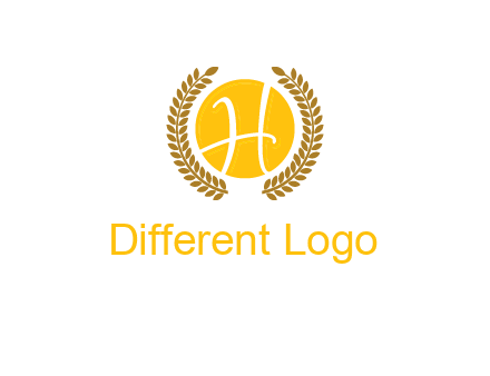 letter H in circle with laurel wreath logo