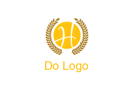 letter H in circle with laurel wreath logo