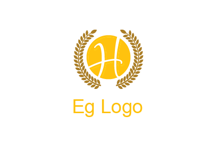 letter H in circle with laurel wreath logo